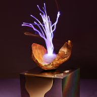 Aia Jüdes merges tree outgrowths with fibre optics for flamboyant lamps