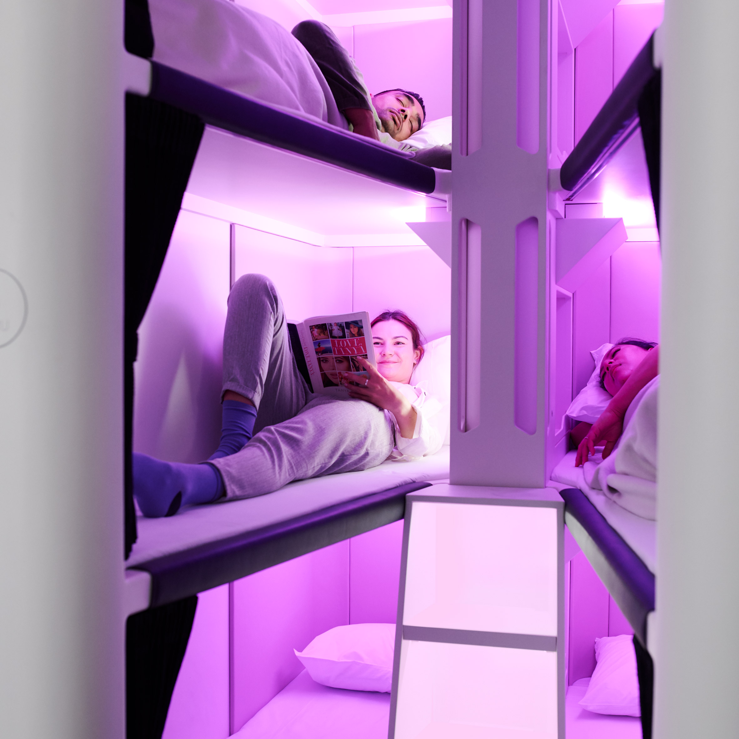 Skynest is a full-length sleeping pod for economy flyers