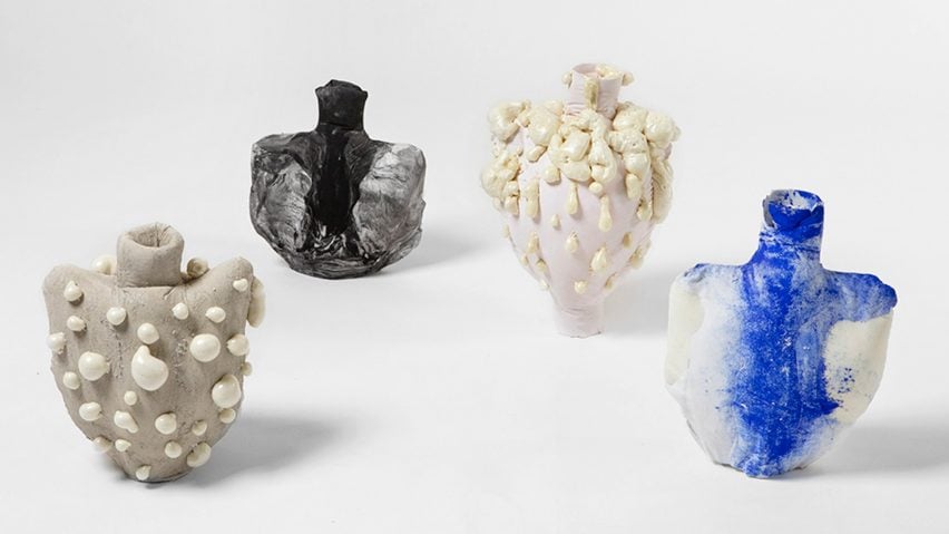 Julia Olanders makes "toxic" vases from insulation foam and concrete