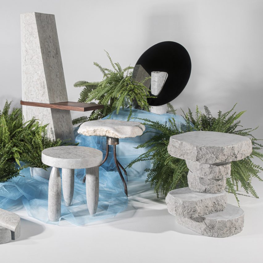 Dig Where You Stand limestone furniture by Estonian Academy of Arts students