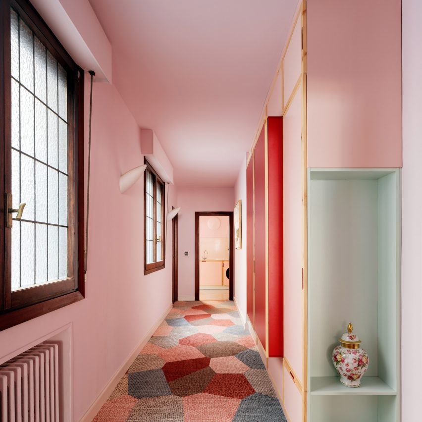 Bilbao's Mixtape Apartment has a baby-pink kitchen
