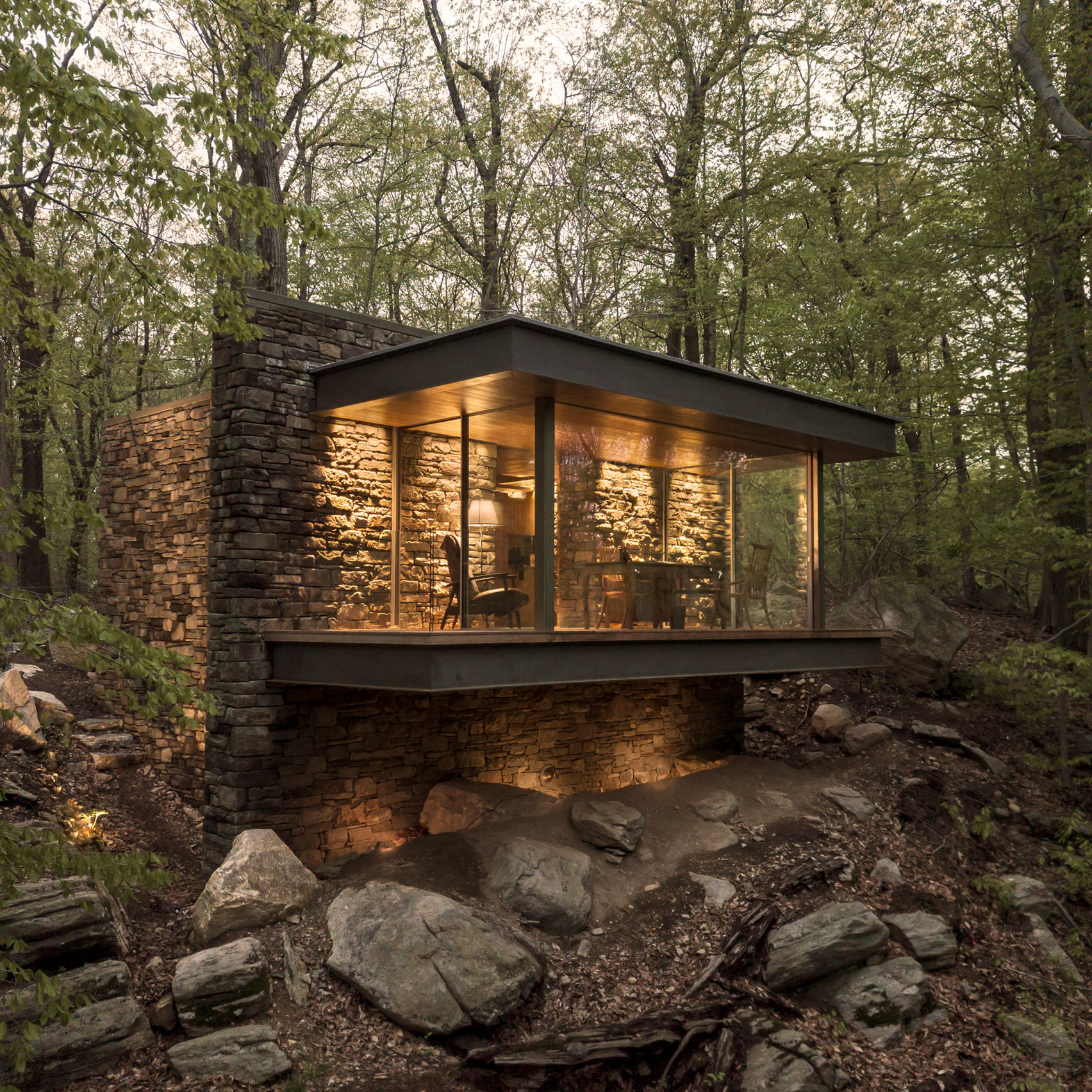 despise morphine Cut Eric J Smith cantilevers poet's writing studio over forested hillside