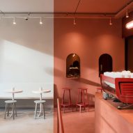 HOP Architects completes two-tone nut-butter cafe in Brussels