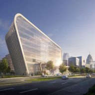 KPF unveils slanted building for Detroit Center for Innovation tech campus