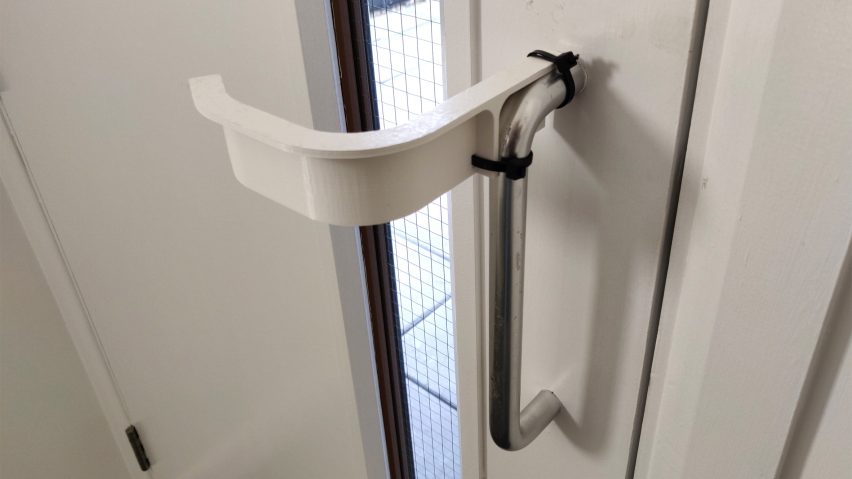 Hands-free door handle adaptor by Ivo Tedbury and Freddie Hong