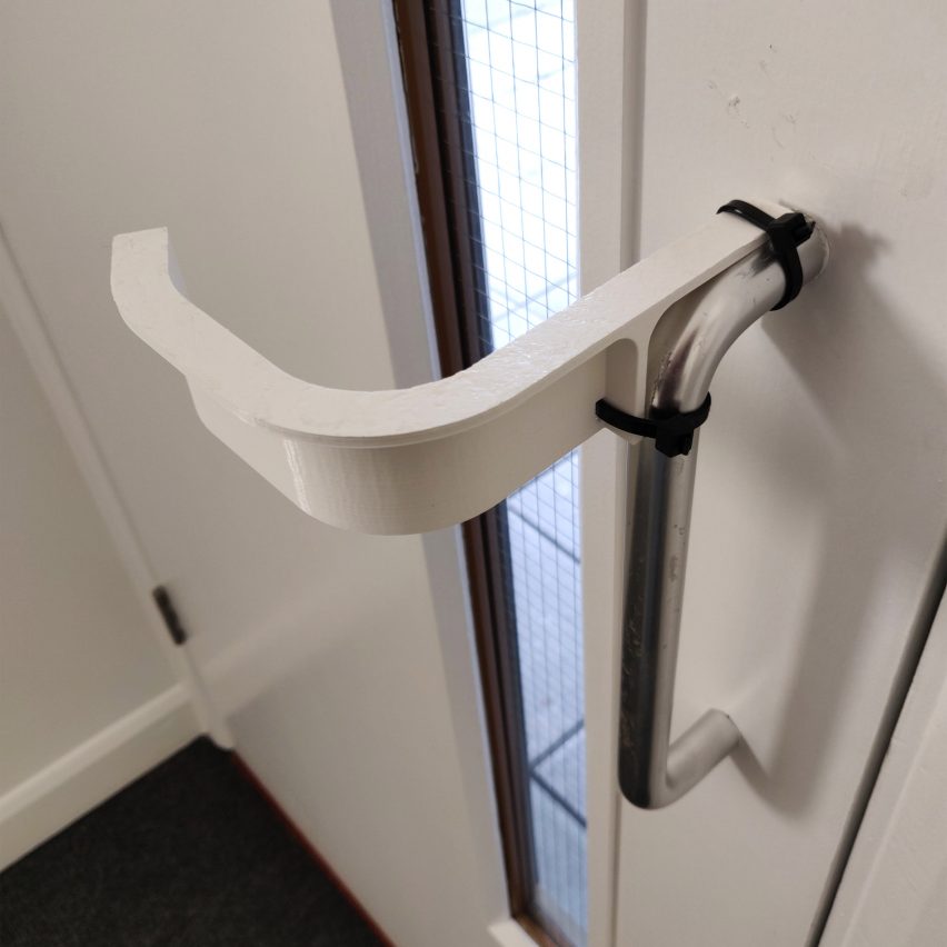 Hands-free door handle adaptor by Ivo Tedbury and Freddie Hong