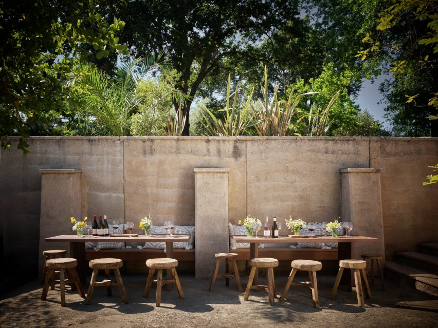 Dining tables at House of Flowers winery by Walker Warner Architects