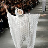 Satoshi Kondo dresses models in floaty bodysuits and conjoined knitwear for Issey Miyake
