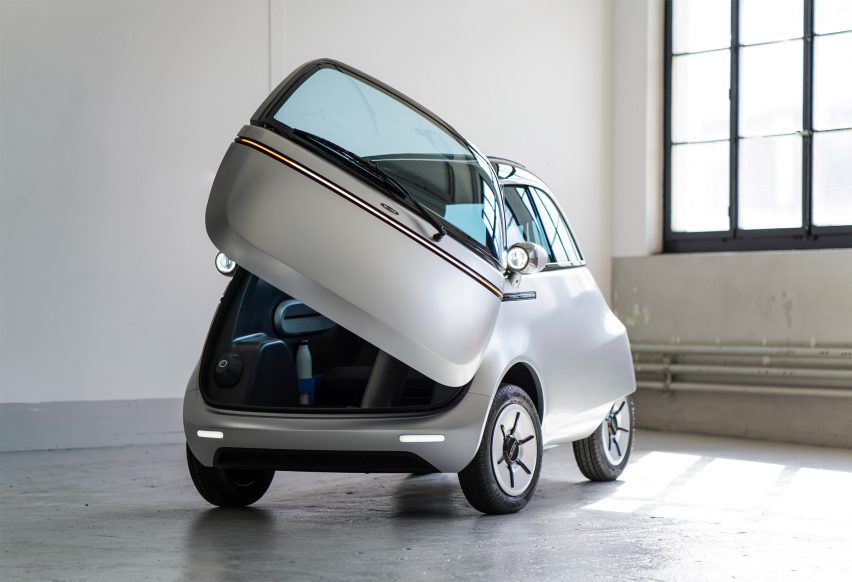 Micro unveils Microlino electric bubble car and three-wheeled e-scooter