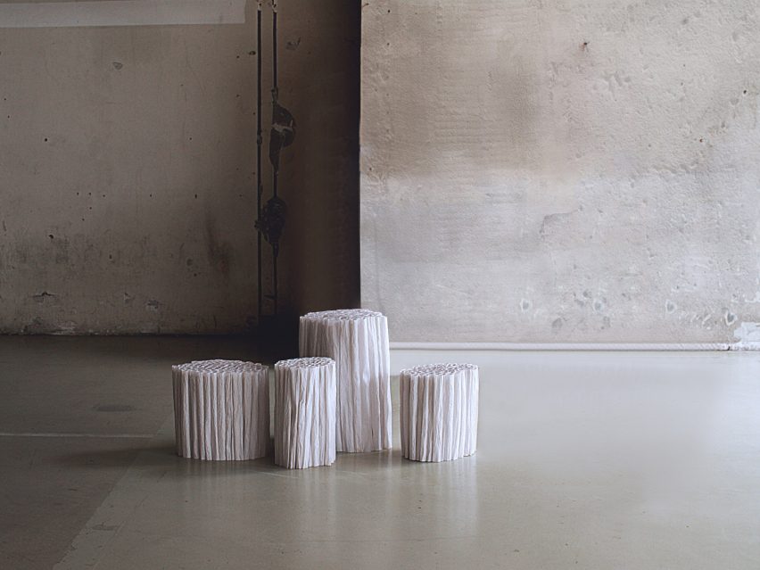 Pao Hui Kao makes Paper Pleats furniture collection from tracing paper