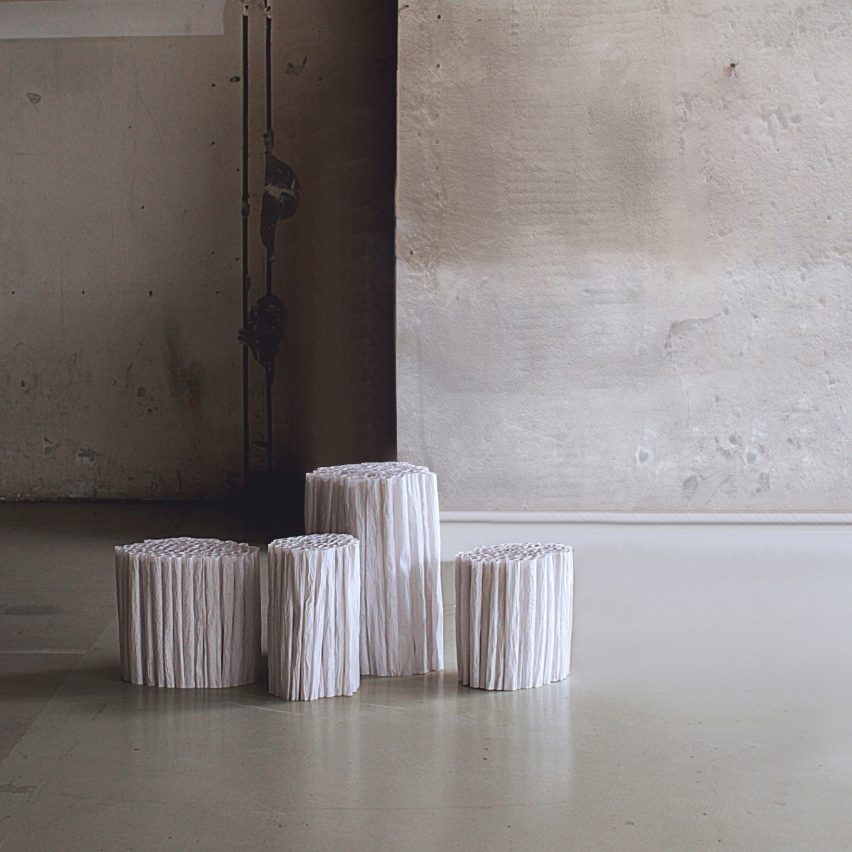 Pao Hui Kao makes Paper Pleats furniture collection from tracing paper