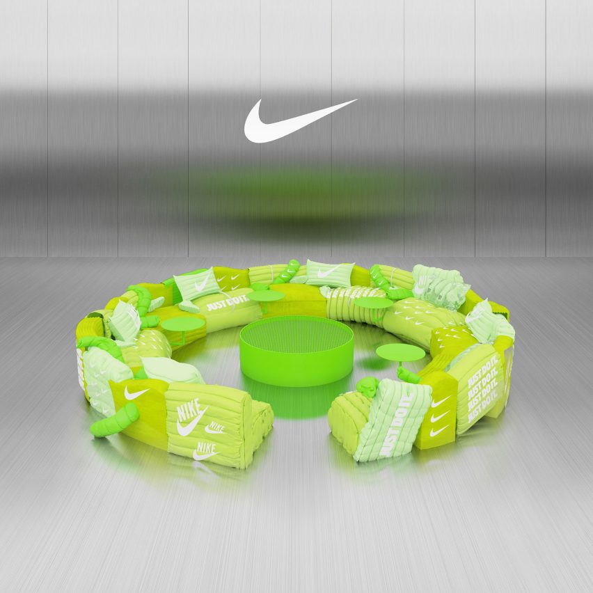 Crosby Studios designs virtual sofa upholstered with green Nike jackets