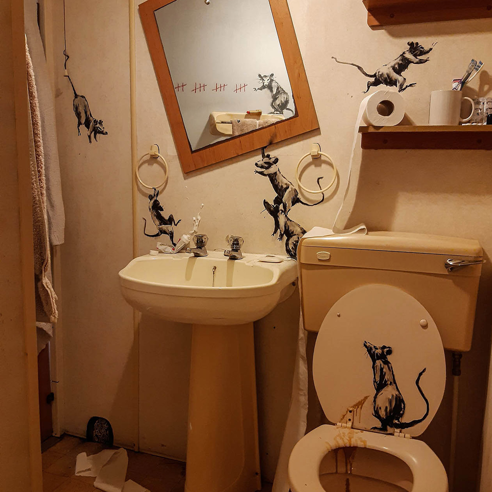 Banksy creates rat installation in his bathroom