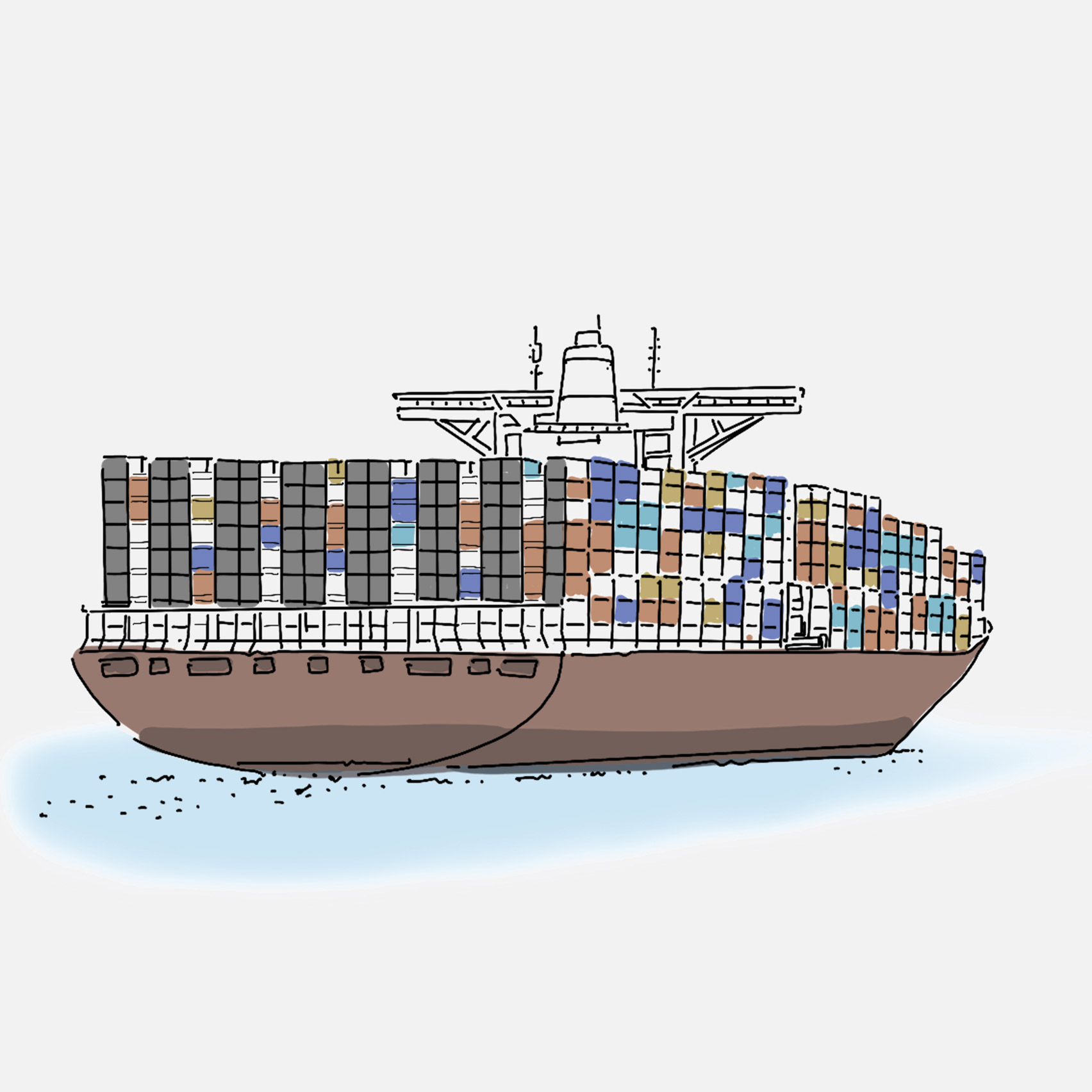 Premium Photo | Big cargo container ship in the sea pencil sketch  generative ai