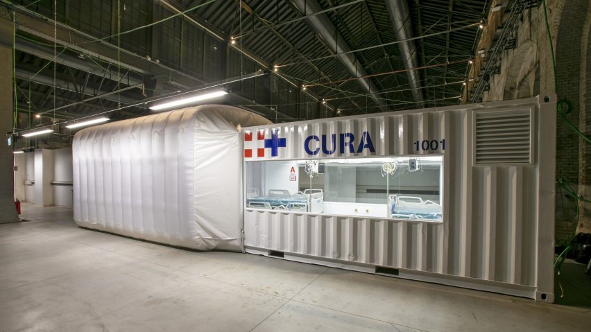 Shipping-container intensive care unit by Carlo Ratti and Italo Rota installed at Turin hospital