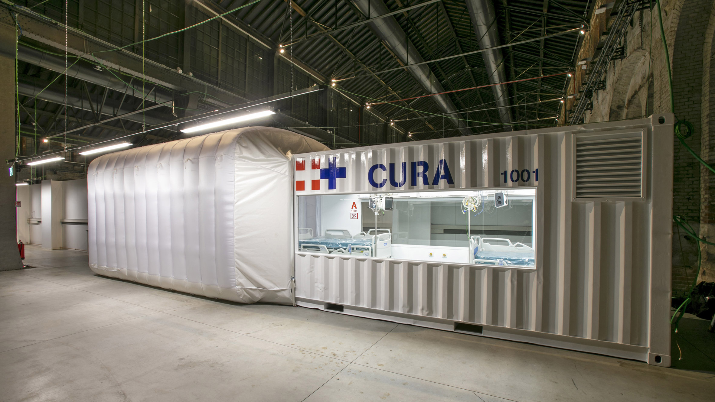 Shipping-container intensive care unit installed at Turin hospital