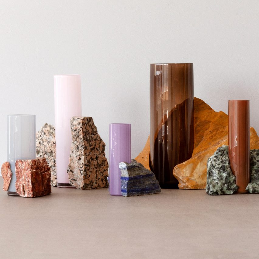 Studio EO's marble and glass Drill Vases are "part chaos and part control"