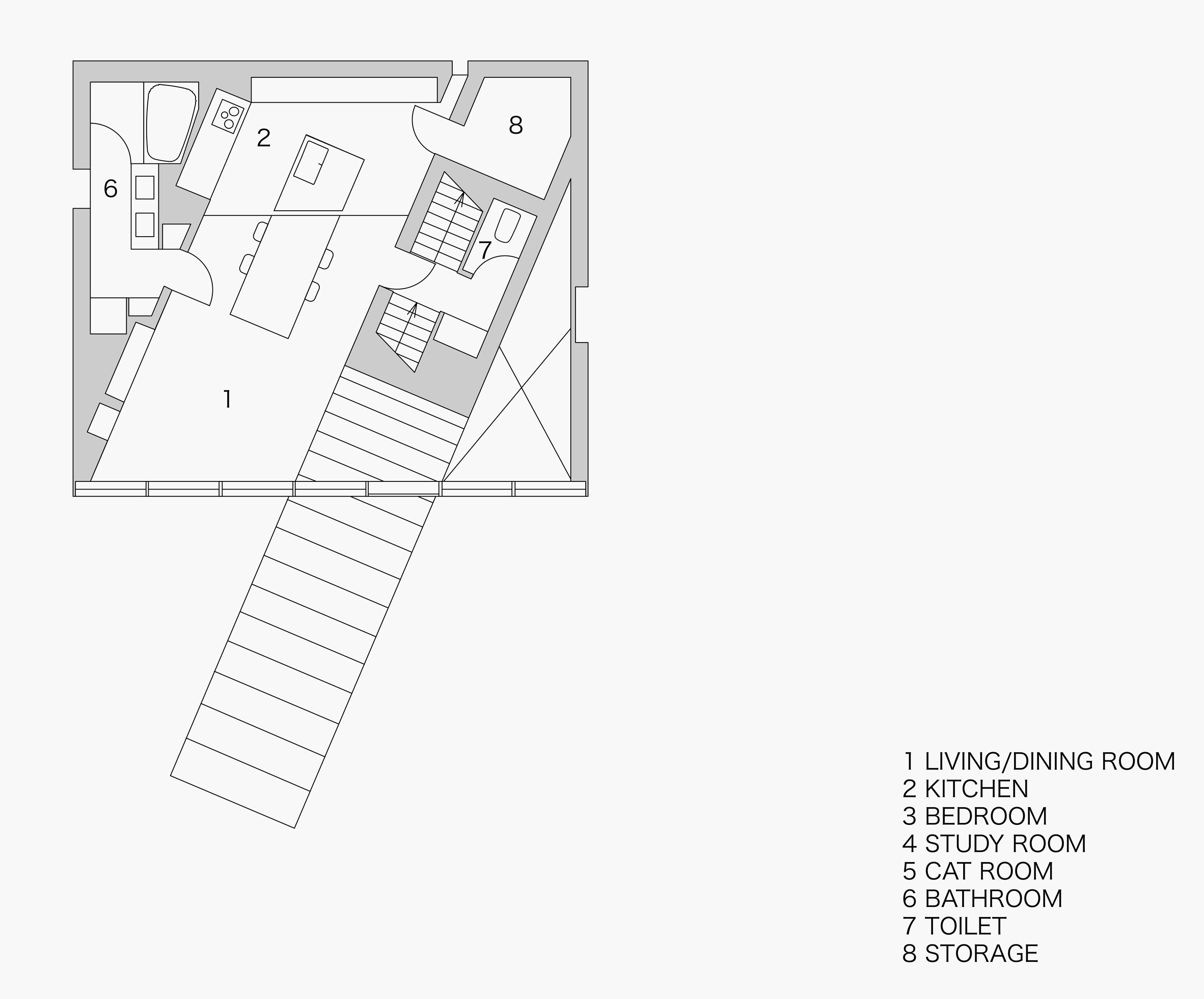 Stairway House By Nendo Bisected By Concrete And Steel Steps