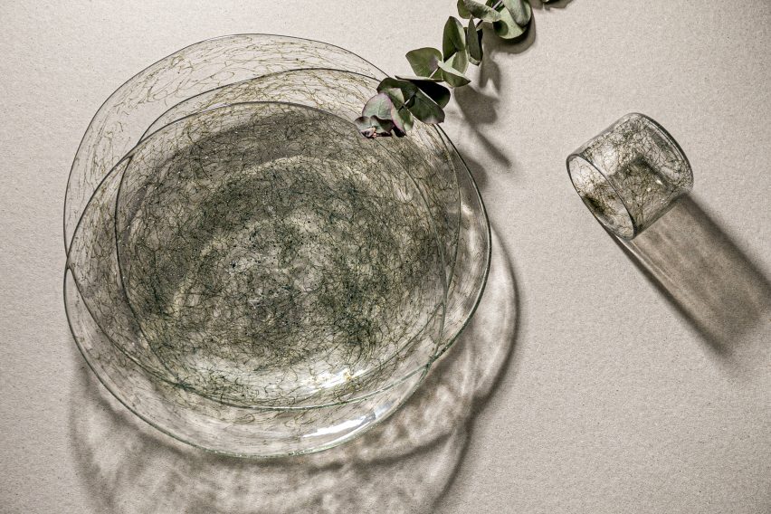 T Sakhi infuses Murano glass with metal wires for Tasting Threads glassware