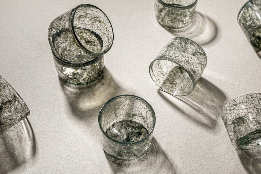 T Sakhi infuses Murano glass with metal wires for Tasting Threads glassware