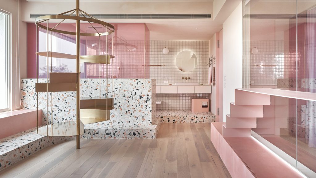 Pink Holiday Home By Kc Design Studio Features Dedicated Cat Room - How Much To Put A Bathroom In House Taiwan