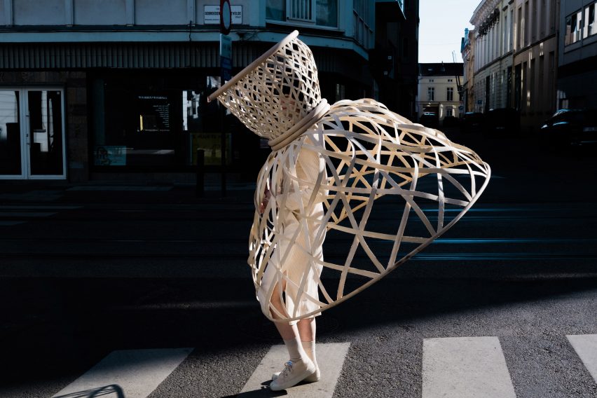 Livable's Well-Distance-Being represents social distancing as wearable rattan cages