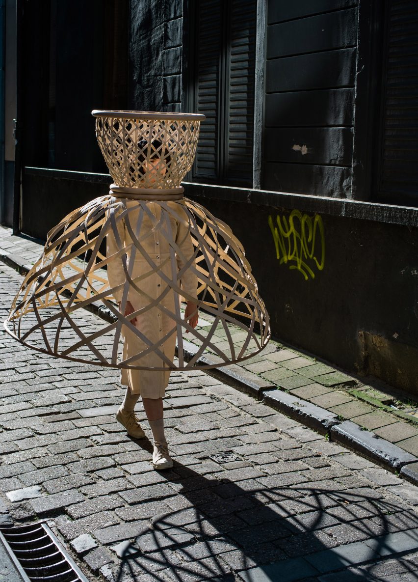 Livable's Well-Distance-Being represents social distancing as wearable rattan cages