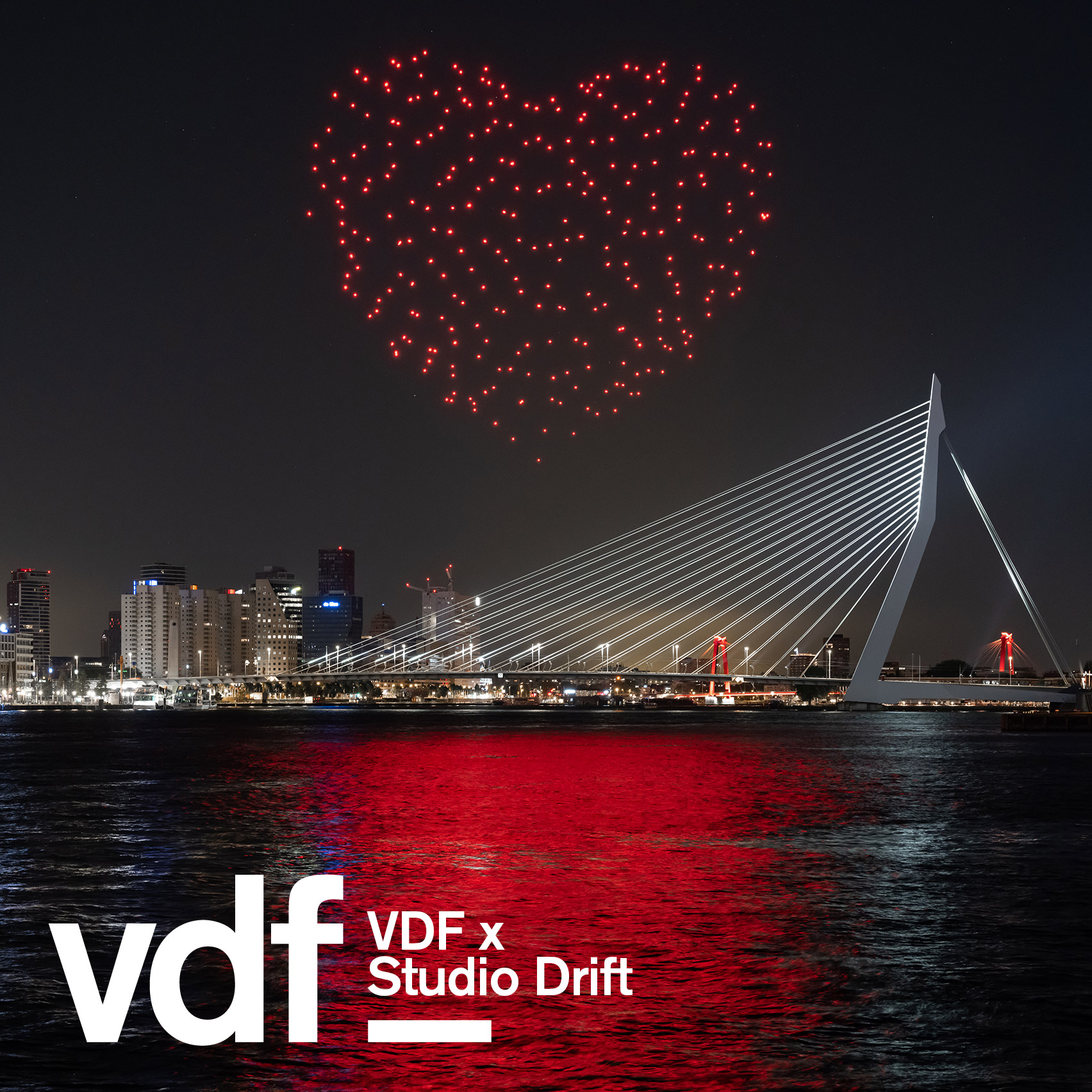 Studio Drift uses drones to create beating heart above Rotterdam in tribute to healthcare workers