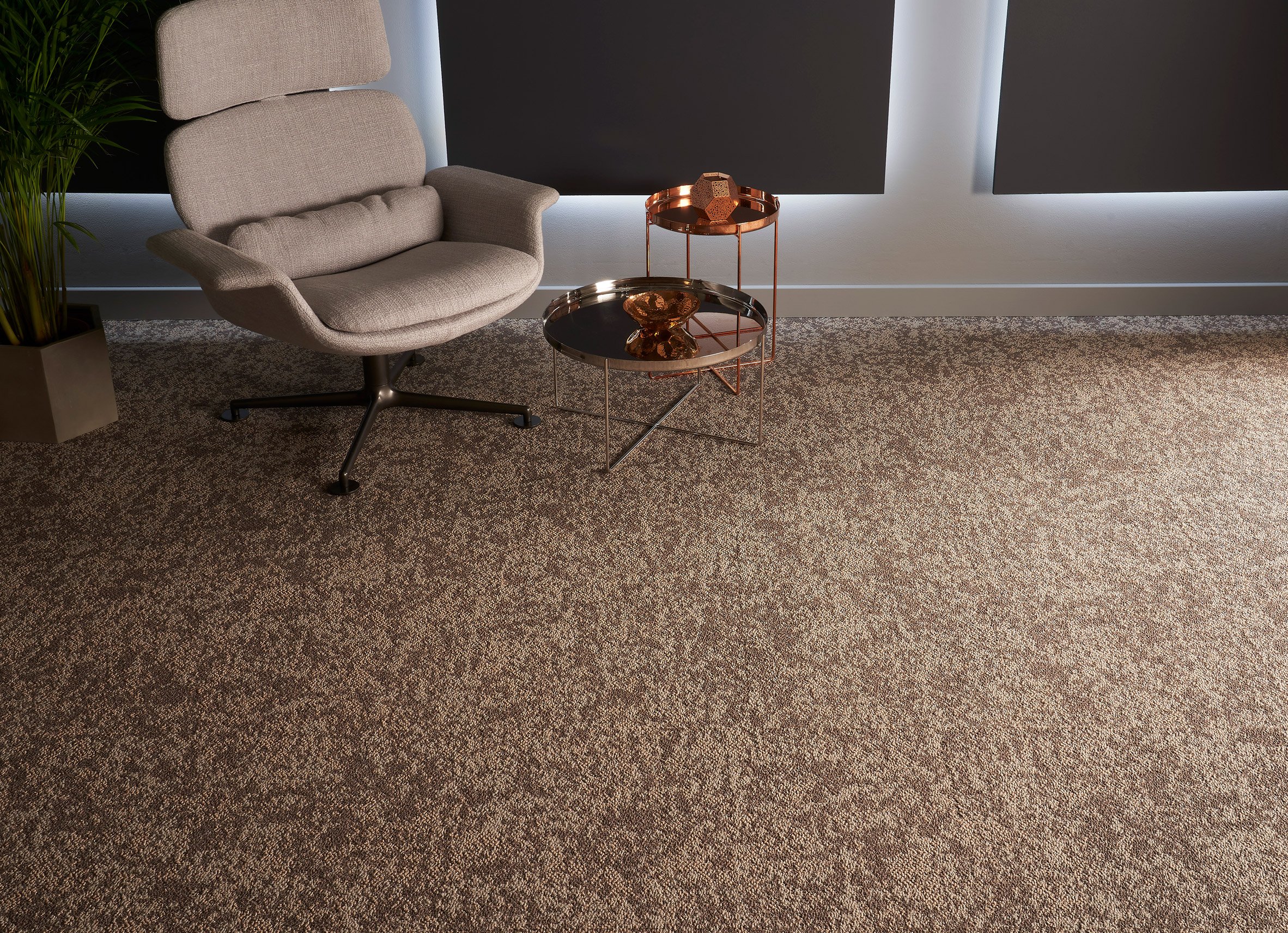 Forbo's Tessera Earthscape carpet tile collection features a dappled effect inspired by nature