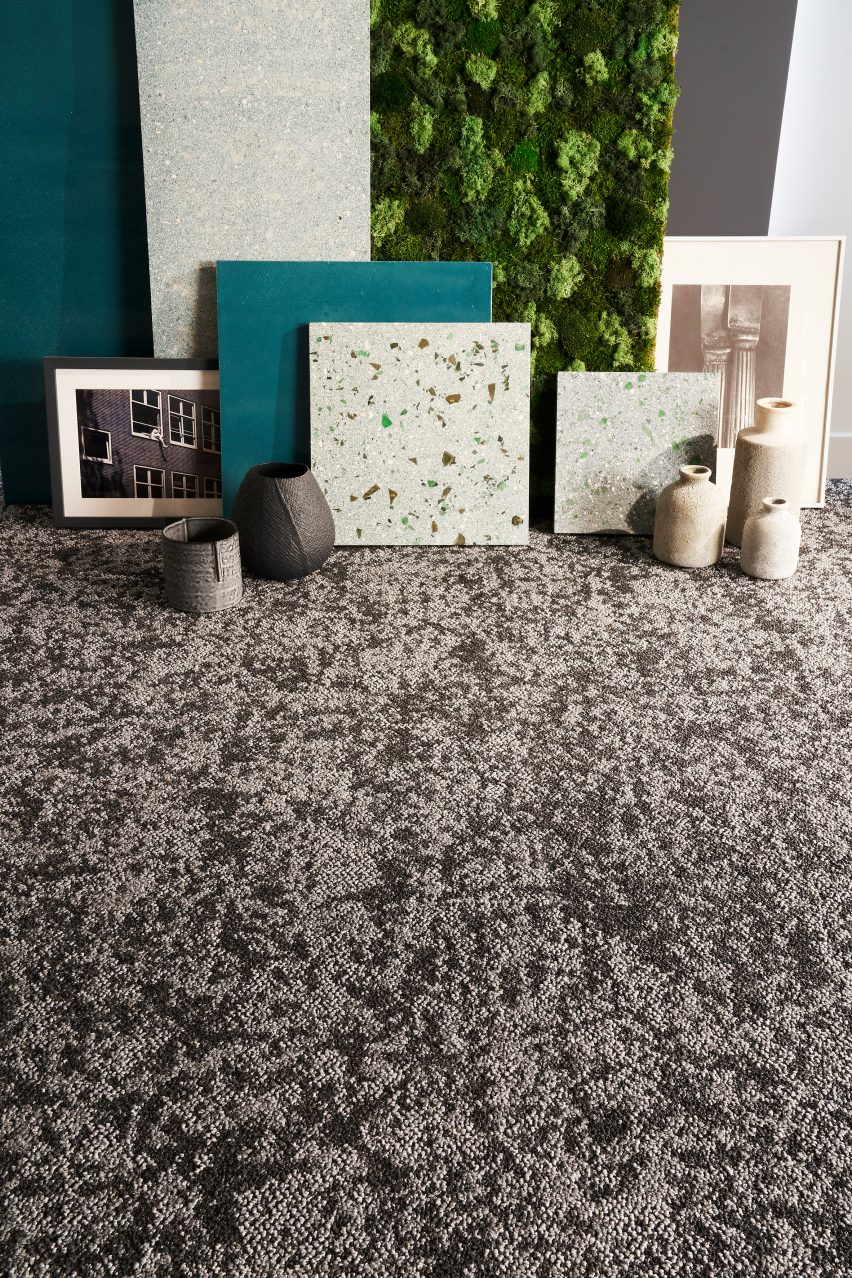 Forbo's Tessera Earthscape carpet tile collection features a dappled effect inspired by nature