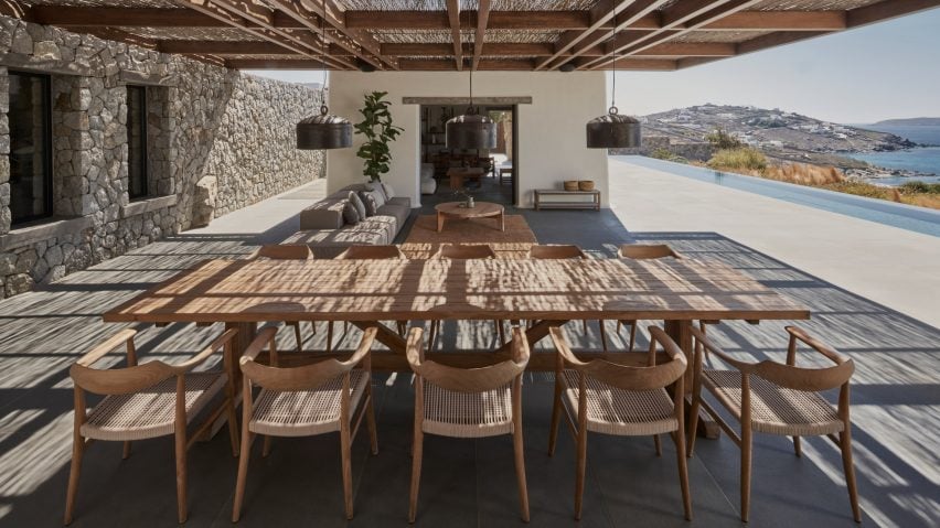 Dining table outdoors in Greek holiday home