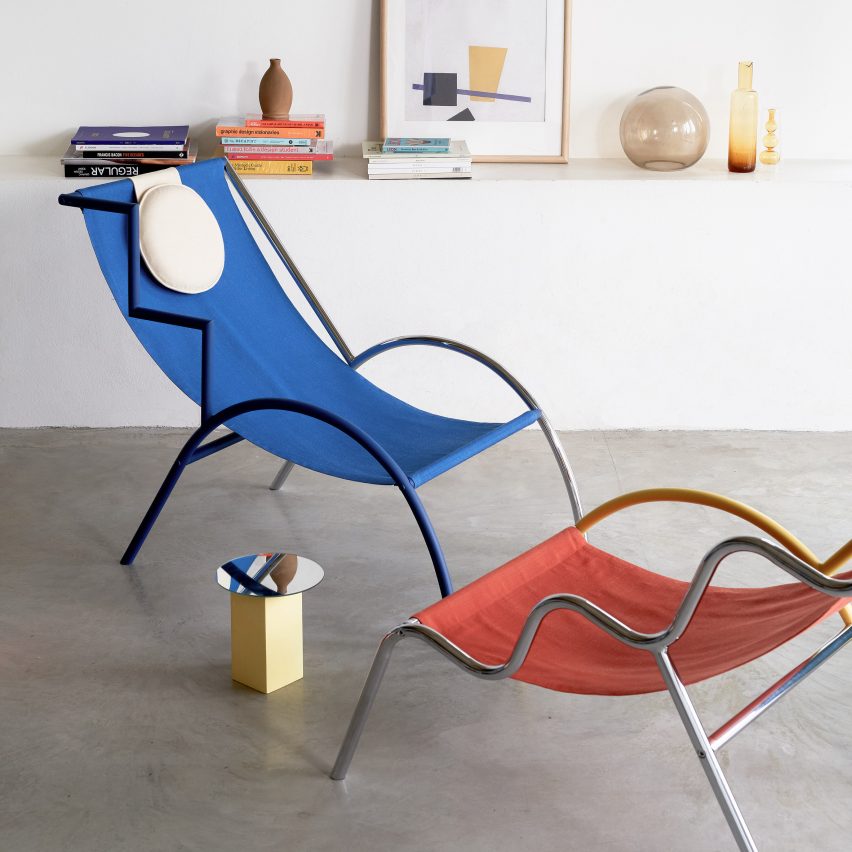Kaoi studio designs modular Ebba chairs based on Ettore Sottsass' Memphis movement