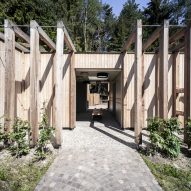 Cafe and changing room alongside Völser Weiher Lake in South Tyrol by Network of Architecture