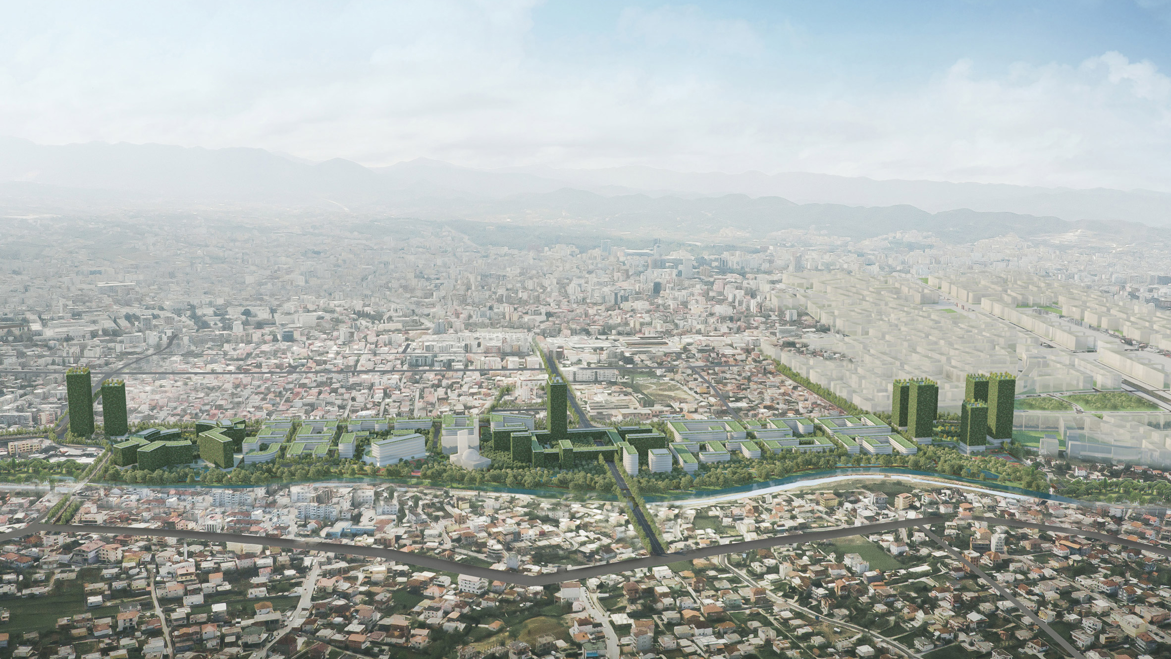 Tirana Riverside, coronavirus-resilient neighbourhood in Tirana, Albania, by Stefano Boeri Architetti 