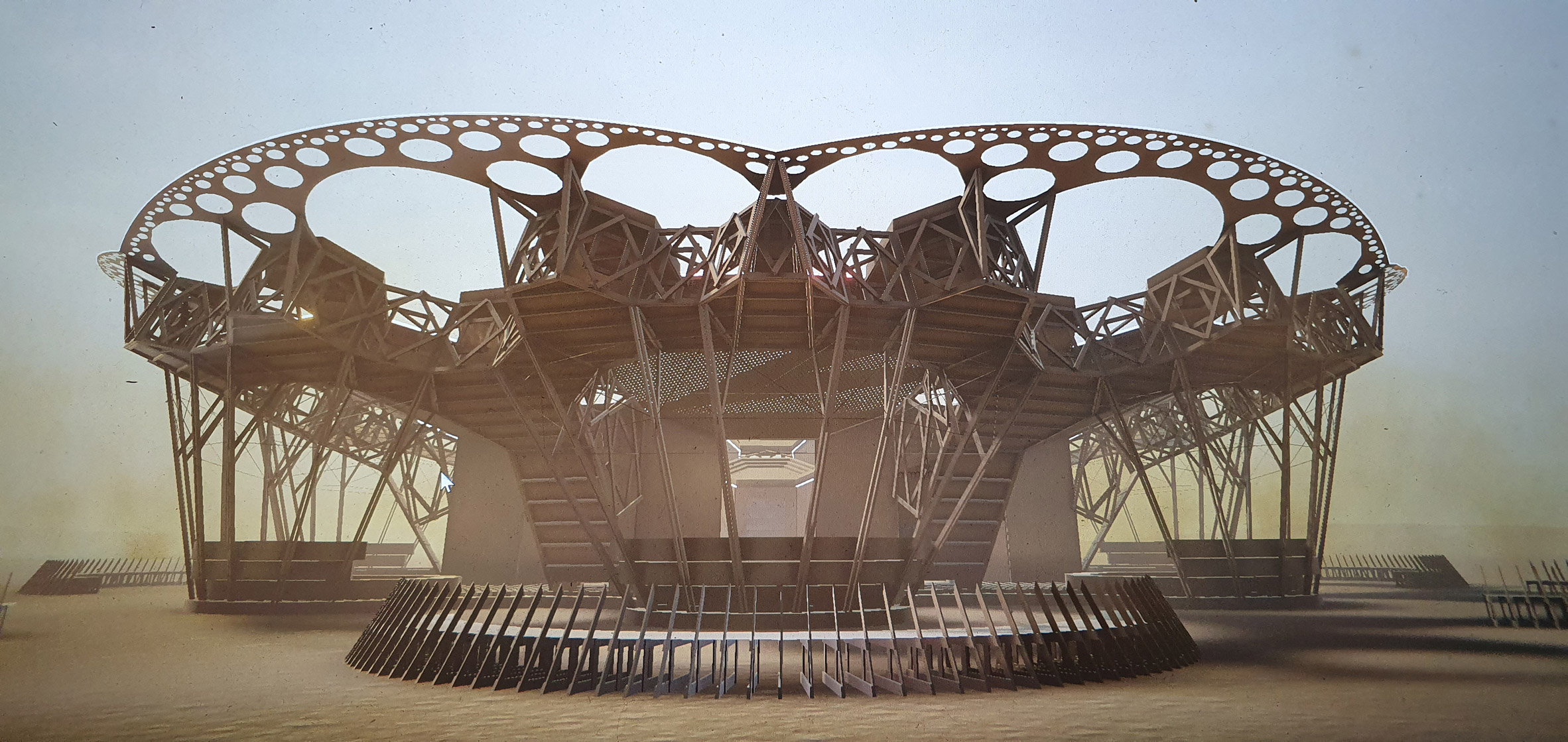 Live VR tour of Arthur Mamou-Mani's Catharsis amphitheatre as part of Virtual Design Festival