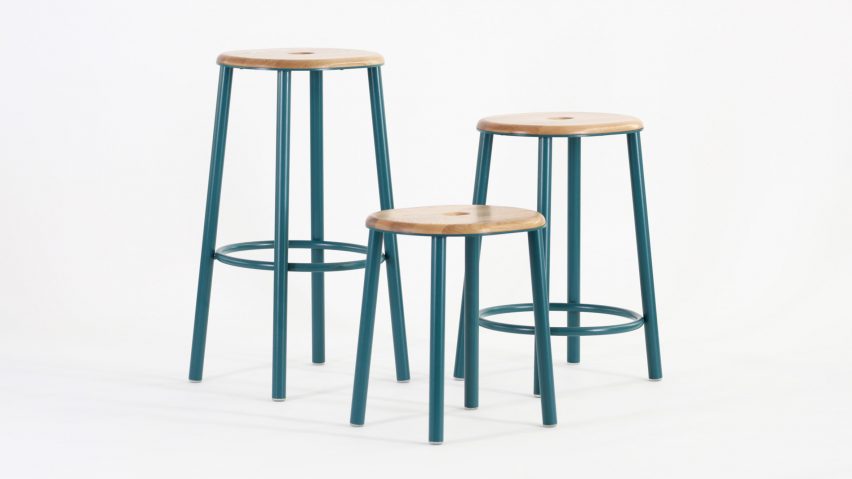 Division Twelve creates powder-coated bent-metal furniture for the contract market that comes in an array of bright colours