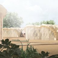 Eliza Hague designs inflatable origami-like greenhouses from bamboo and shellac