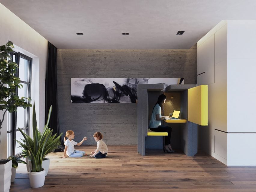 Jak Studio's L20 sofa concept doubles up as a private work pod