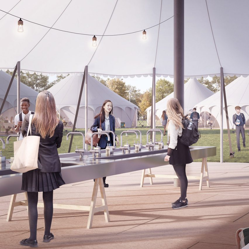 Curl la Tourelle Head's concept for pop-up teaching spaces could expand capacity for socially distanced learning