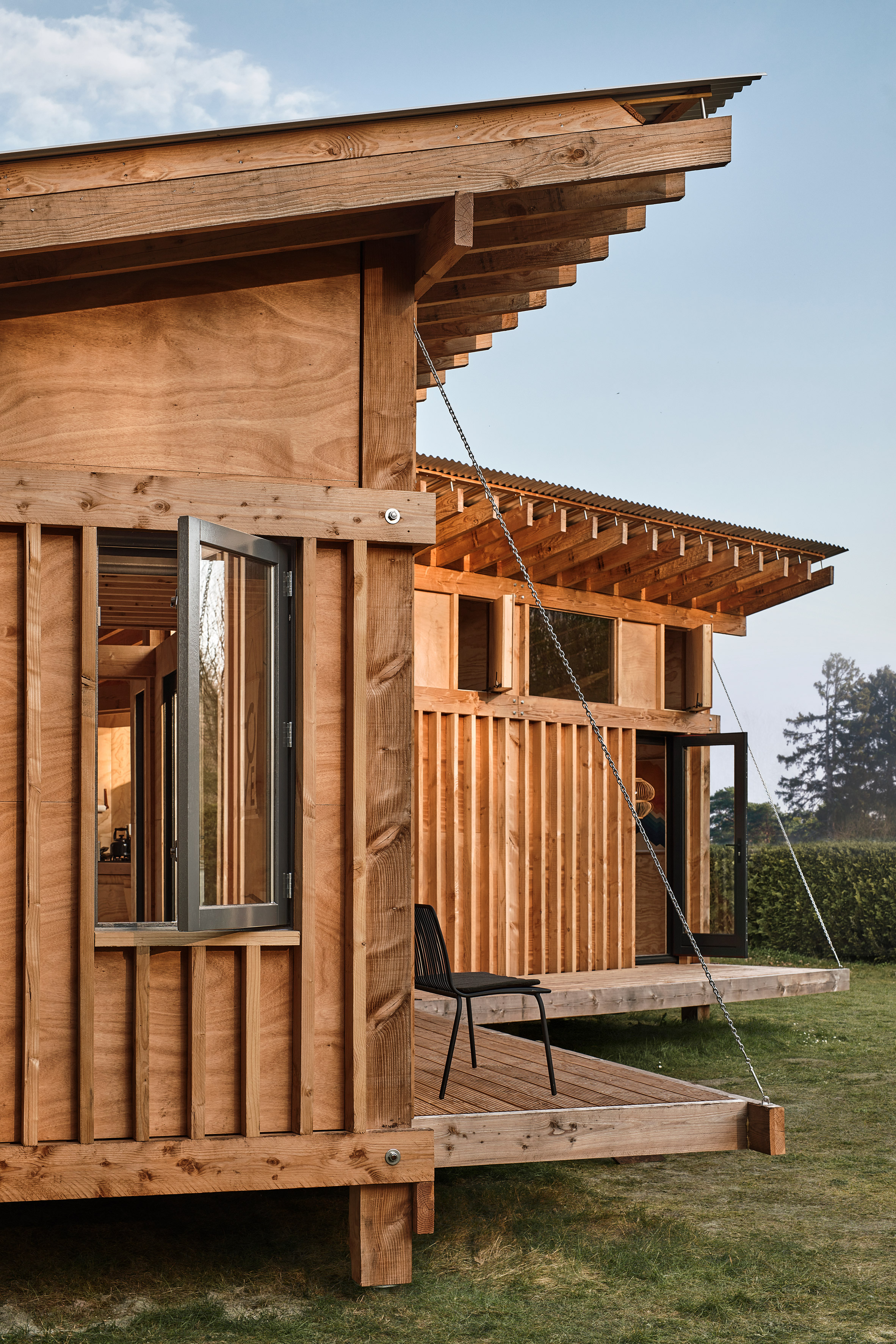 Exposed timber cabin in Drenthe, the Netherlands, by Crafted Works