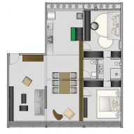 308 Apartment by Debaixo do Bloco Arquitetura Floor plan