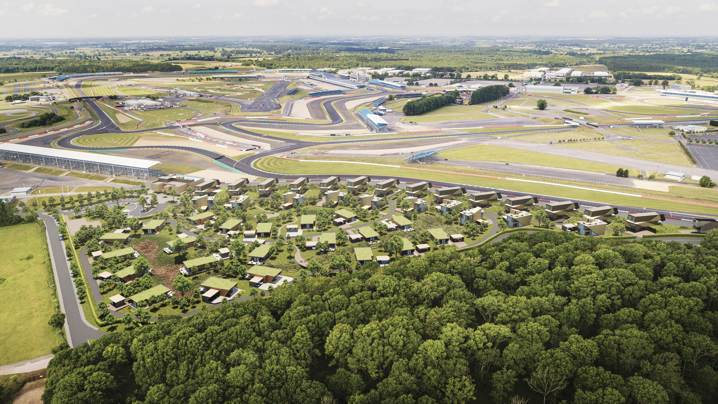 Escapade Silverstone holiday-home development at Silverstone race track by Twelve Architects
