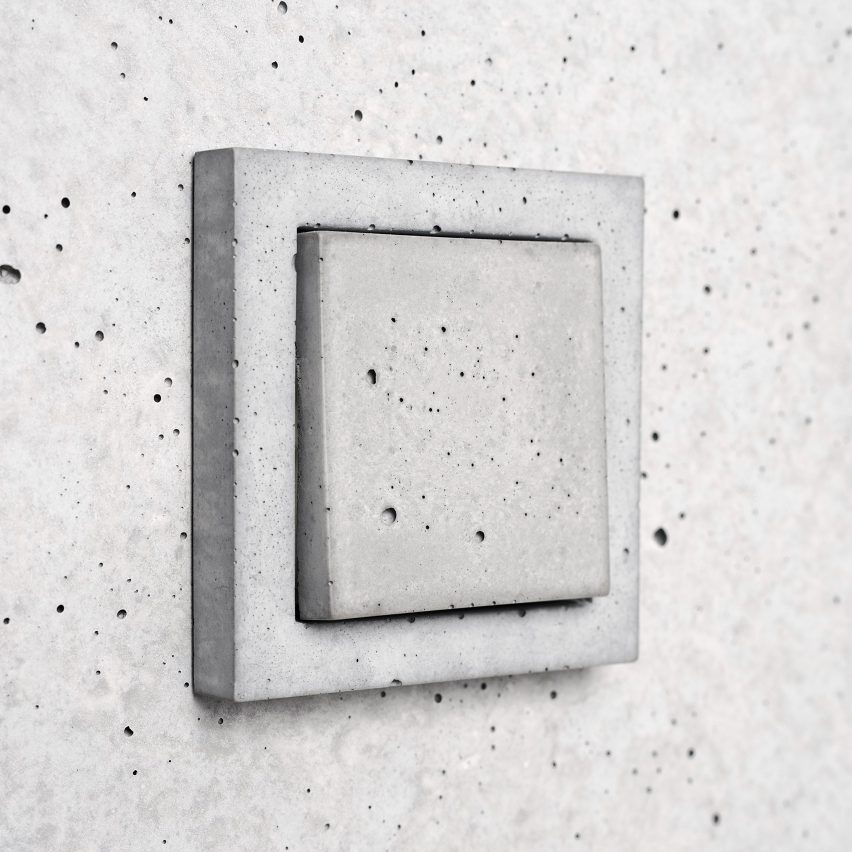 Sekhina designs minimal light switches and sockets from concrete