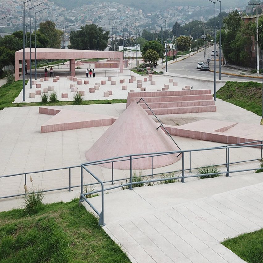 Productora designs pink concrete playgrounds in Mexico