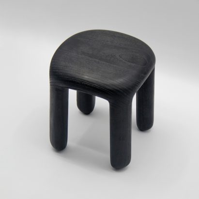 BOLD STOOL Lacquered with wood grain exposed, dark black