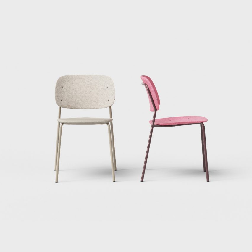 Hale PET Felt stack chair - designed by Ivan Kasner & De Vorm - beige and pink