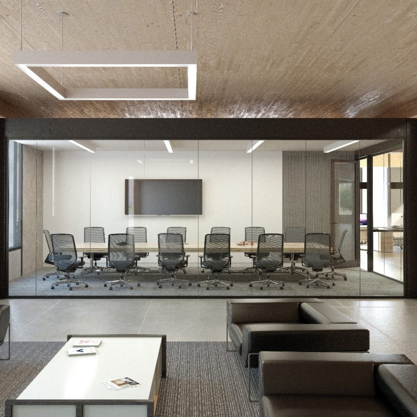 The KOVA Commercial Modular Conference Room is a comprehensive kit of parts including walls, windows, lighting, connectivity and accessories for assembling a complete interior workspace.