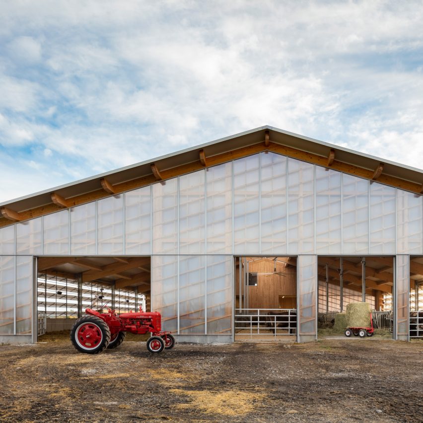 La Shed Architecture creates translucent barn to give cows "a better quality of life"