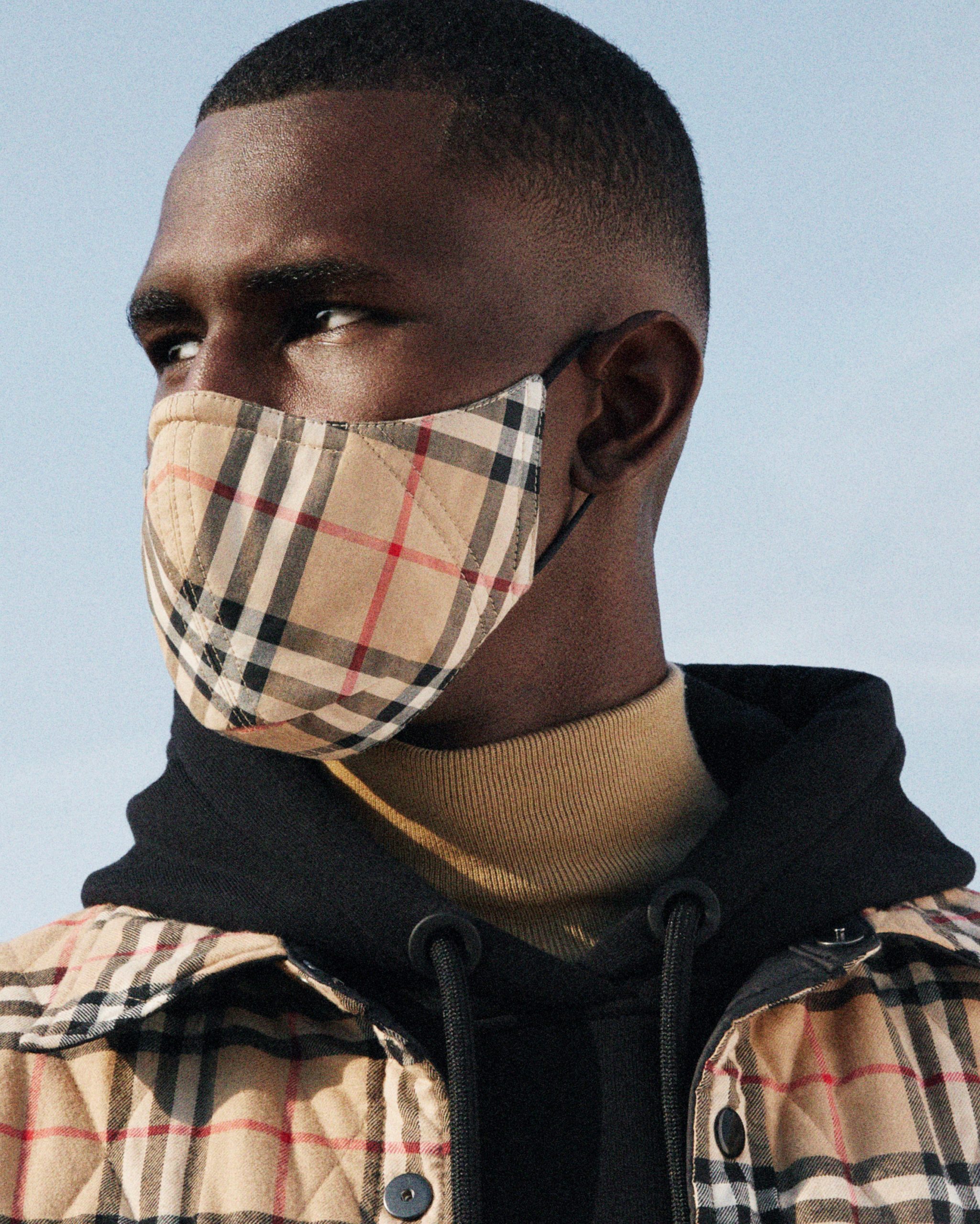 Burberry face masks are made of plaid cotton