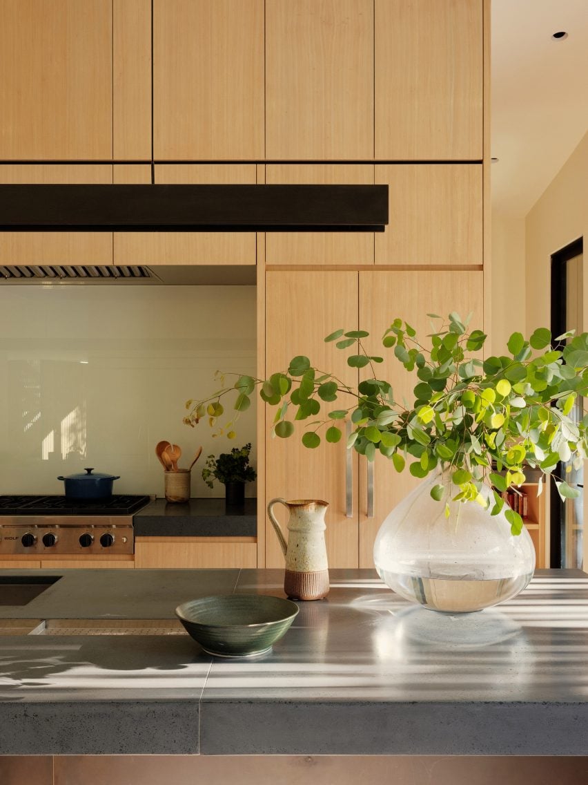 Tiled worktop in Dawnridge House kitchen, USA, by Field Architecture
